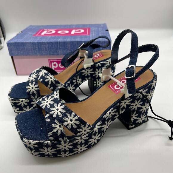 Pop Womens Grandiose Heeled Sandals Blue White Size 9M - Picture 5 of 12